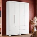 Ver imagem 5 de Guarda Roupa Doble 4 Portas 4 Gavetas Quarto Branco Fosco Liso - Albatroz