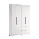 Ver imagem 1 de Guarda Roupa Doble 4 Portas 4 Gavetas Quarto Branco Fosco Liso - Albatroz