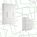 Ver imagem 3 de Guarda Roupa Doble 4 Portas 4 Gavetas Quarto Branco Fosco Liso - Albatroz