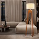 Ver imagem 1 de Luminária de Chão Paris Madeira Maciça Cupula Palha Branco