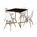 Ver imagem 6 de Mesa Jantar Industrial Quadrada 90Cm Preta Base V Dourada Com 4 Cadeiras Madeira Branca Cor: Preto
