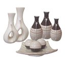 Ver imagem 1 de Conjunto de Vasos em Ceramica Estilo Delicado e Moderno 9 Peças:bege Novo