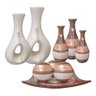 Conjunto de Vasos Em Ceramica Estilo Delicado e Moderno 9 Peças:Bege Novo - 4