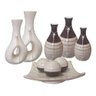 Conjunto de Vasos Em Ceramica Estilo Delicado e Moderno 9 Peças:Bege Novo - 1