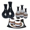 Conjunto de Vasos Em Ceramica Estilo Delicado e Moderno 9 Peças:Bege Novo - 5