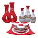 Ver imagem 3 de Conjunto de Vasos em Ceramica Estilo Delicado e Moderno 9 Peças:bege Novo