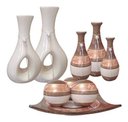 Ver imagem 4 de Conjunto de Vasos em Ceramica Estilo Delicado e Moderno 9 Peças:bege Novo