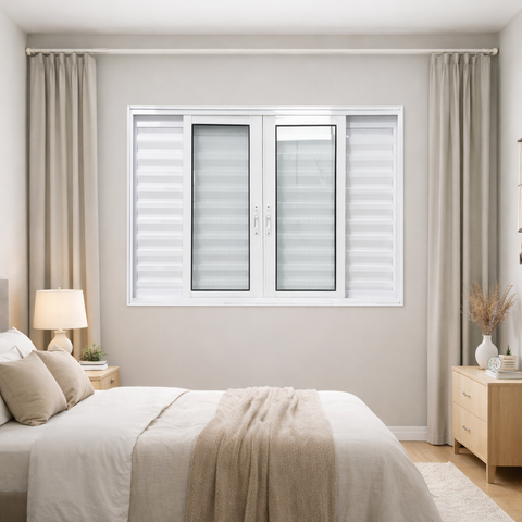 Veneziana 6 Folhas de Correr Alumínio Branco 120x120 Linha 25
