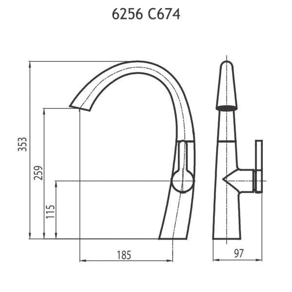 Torneira Misturador de Mesa para Cozinha Monocomando Bica Alta Kitchen 674 Fani - 3