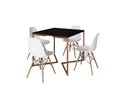 Ver imagem 2 de Mesa Industrial Base Ferro Cobre em V Tampo 90x90 Preto 4 Cadeiras Eames Madeira Assento Branco