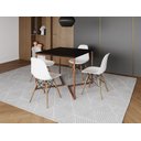 Ver imagem 1 de Mesa Industrial Base Ferro Cobre em V Tampo 90x90 Preto 4 Cadeiras Eames Madeira Assento Branco