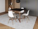 Ver imagem 1 de Mesa Industrial Base Ferro Cobre em V Tampo 90x90 Preto 4 Cadeiras Eames Madeira Assento Branco