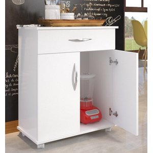 Armário Cozinha Pequeno com Rodinha Branco