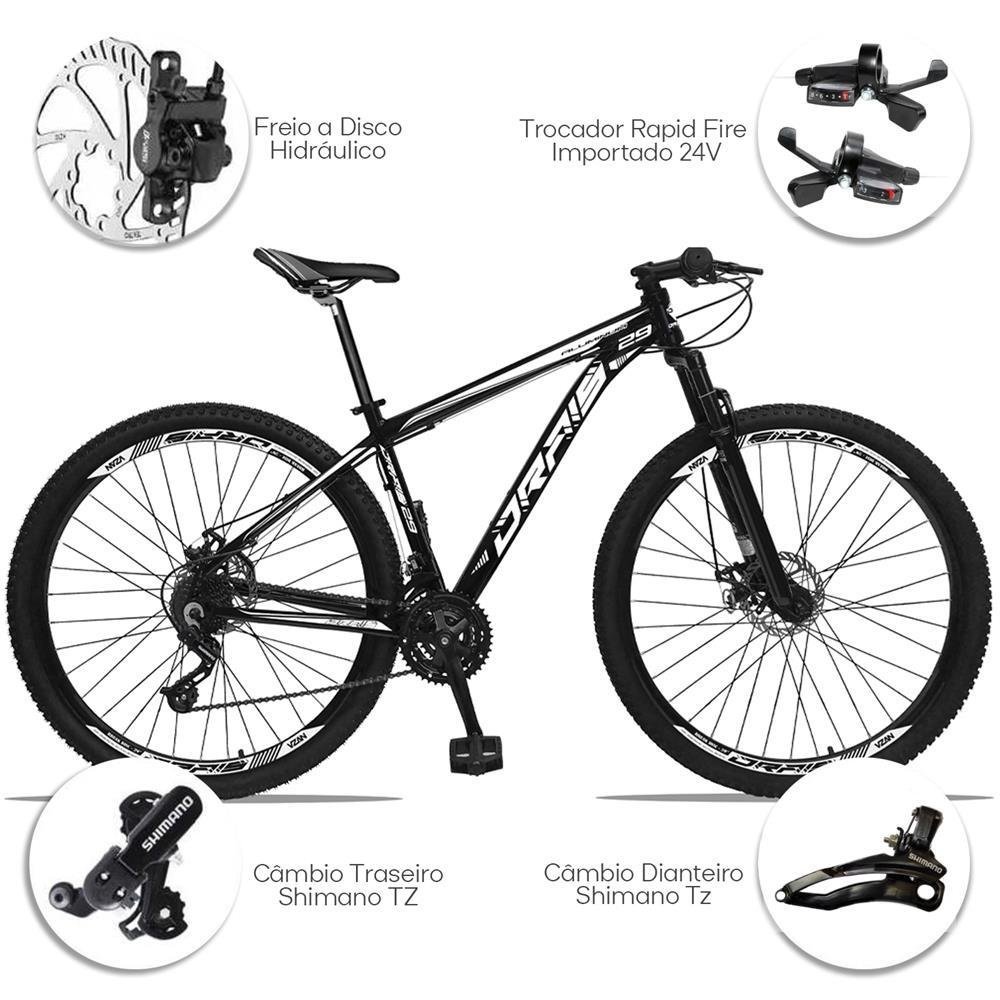 Bicicleta Aro 29 Drais 24V Freio a Disco Hidráulico Preto/Branco 17" - 223 - 3