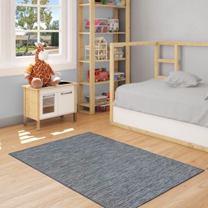 Tapete Kampur Sala Quarto 200x250 Tecido Conforto Decorativo - Chumbo e Preto