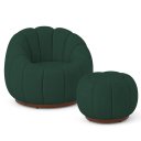Ver imagem 1 de Poltrona Decoratica Orgânica Fixa com Puff Nuvem Veludo Verde - Loja Sheep