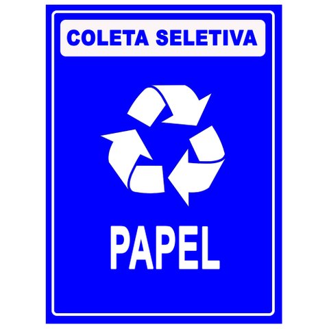 Placa Coleta Seletiva Condomínio Material Reciclável - Papel Reciclável 15x20cm Tacolado 03 Unidades