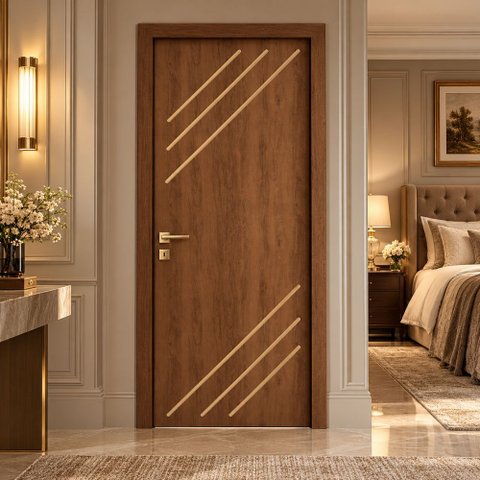 Folha de Porta R30K 210x80 MDF Pintura UV Frisada:Imbuia