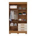 Ver imagem 3 de Guarda-roupa Solteiro Débora Capelinha 4 Portas 3 Gavetas com Espelho 100% Mdf Cinamomo/off White -