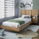 Ver imagem 4 de Cama de Solteiro com Cabeceira e Mesa para Colchão 188x78/88cm Multimóveis Cr40143 Mel