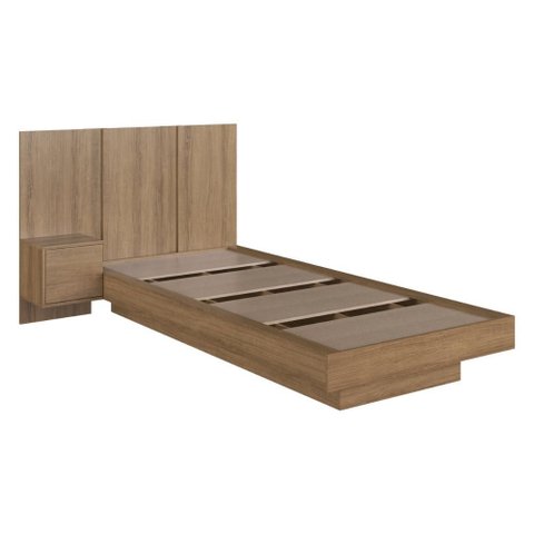 Cama de Solteiro com Cabeceira e Mesa para Colchão 188x78/88cm Multimóveis Cr40143 Mel