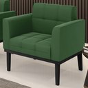 Ver imagem 2 de Poltrona Decorativa Base Madeira Preto Ana Suede Verde - Ibiza