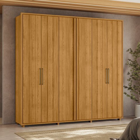 Guarda-Roupa Casal 6 Portas Miró 250cm MDF Cumaru Quarto