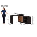 Ver imagem 4 de Mesa Escrivaninha com Cômoda com 3 Gavetas e 2 Nichos American Preto/com Freijó