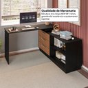 Ver imagem 5 de Mesa Escrivaninha com Cômoda com 3 Gavetas e 2 Nichos American Preto/com Freijó