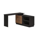 Ver imagem 2 de Mesa Escrivaninha com Cômoda com 3 Gavetas e 2 Nichos American Preto/com Freijó