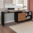 Ver imagem 6 de Mesa Escrivaninha com Cômoda com 3 Gavetas e 2 Nichos American Preto/com Freijó