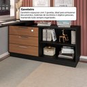 Ver mais imagens de Mesa Escrivaninha com Cômoda com 3 Gavetas e 2 Nichos American Preto/com Freijó