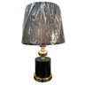 Abajur Moderno Detalhes Dourado Preto Redondo Fino Acabament - 1