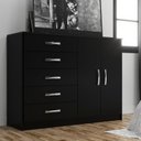 Ver imagem 1 de Cômoda 2 Portas 5 Gavetas Black Preto