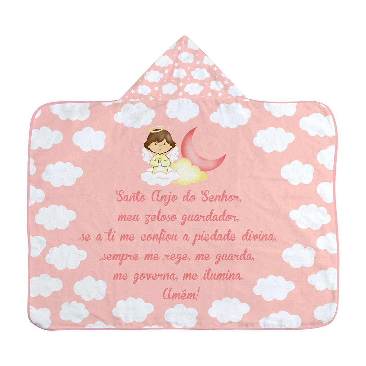 Toalha de Banho Bebe Anjinho da Guarda Bublim: Rosa