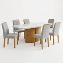 Ver imagem 3 de Conjunto de Mesa de Jantar 6 Lugares com Tampo de Vidro Diana Cinamomo e Off White