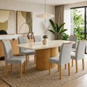 Ver imagem 1 de Conjunto de Mesa de Jantar 6 Lugares com Tampo de Vidro Diana Cinamomo e Off White