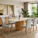 Ver imagem 1 de Conjunto de Mesa de Jantar 6 Lugares com Tampo de Vidro Diana Cinamomo e Off White