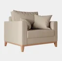 Ver imagem 1 de Poltrona Beny com Base em Madeira Linho bege Ideal Moveis acompanha 2 almofadas