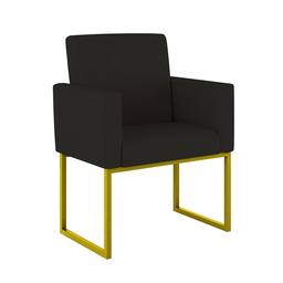 Kit Sofá 2 Lugares + 2 Poltronas Recepção Sala Base Dourada Cor:preto - 7