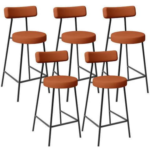 Kit 05 Banquetas Baixa para Cozinha Sala de Jantar Bancada Milão L02 Tecido Terracota - lyam decor L