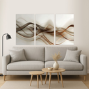 Ver imagem 2 de Quadros Decorativos Abstrato Ondas Marrons Moderno Sala Hall