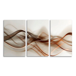 Quadros Decorativos Abstrato Ondas Marrons Moderno Sala Hall - 4