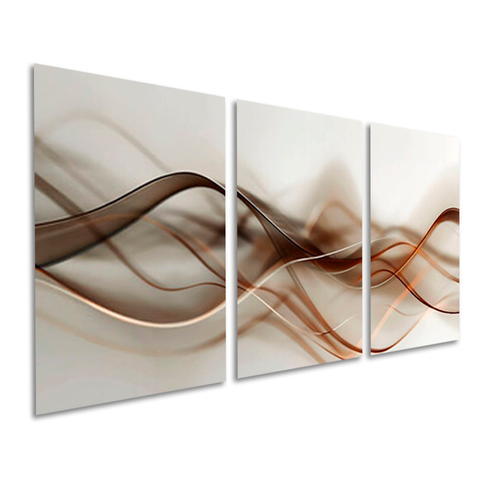 Quadros Decorativos Abstrato Ondas Marrons Moderno Sala Hall