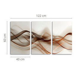 Quadros Decorativos Abstrato Ondas Marrons Moderno Sala Hall - 5