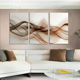 Quadros Decorativos Abstrato Ondas Marrons Moderno Sala Hall - 3