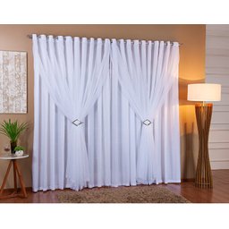 Cortina Voil Com Forro Microfibra Sala E Quarto 7,00 x 2,40 - Branco - 1