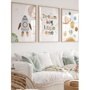 Kit 3 Quadros Decorativos Infantil Astronauta Espaço No4