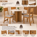 Ver imagem 2 de Conjunto Mesa de Jantar Alice com 4 Cadeiras Estofadas Freijó/Offwhite - Rede Móveis
