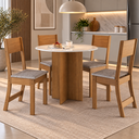 Ver imagem 1 de Conjunto Mesa de Jantar Alice com 4 Cadeiras Estofadas Freijó/Offwhite - Rede Móveis